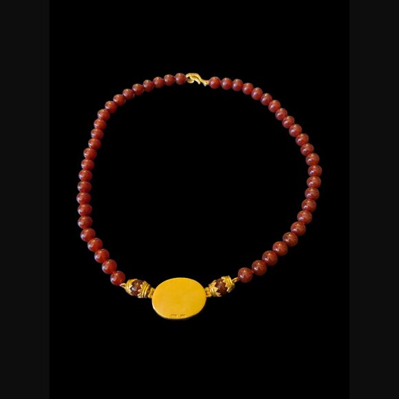 Museum Of Modern Art 24k Gold Plated Carnelian Late Hellenistic 18" Necklace - Picture 8 of 8
